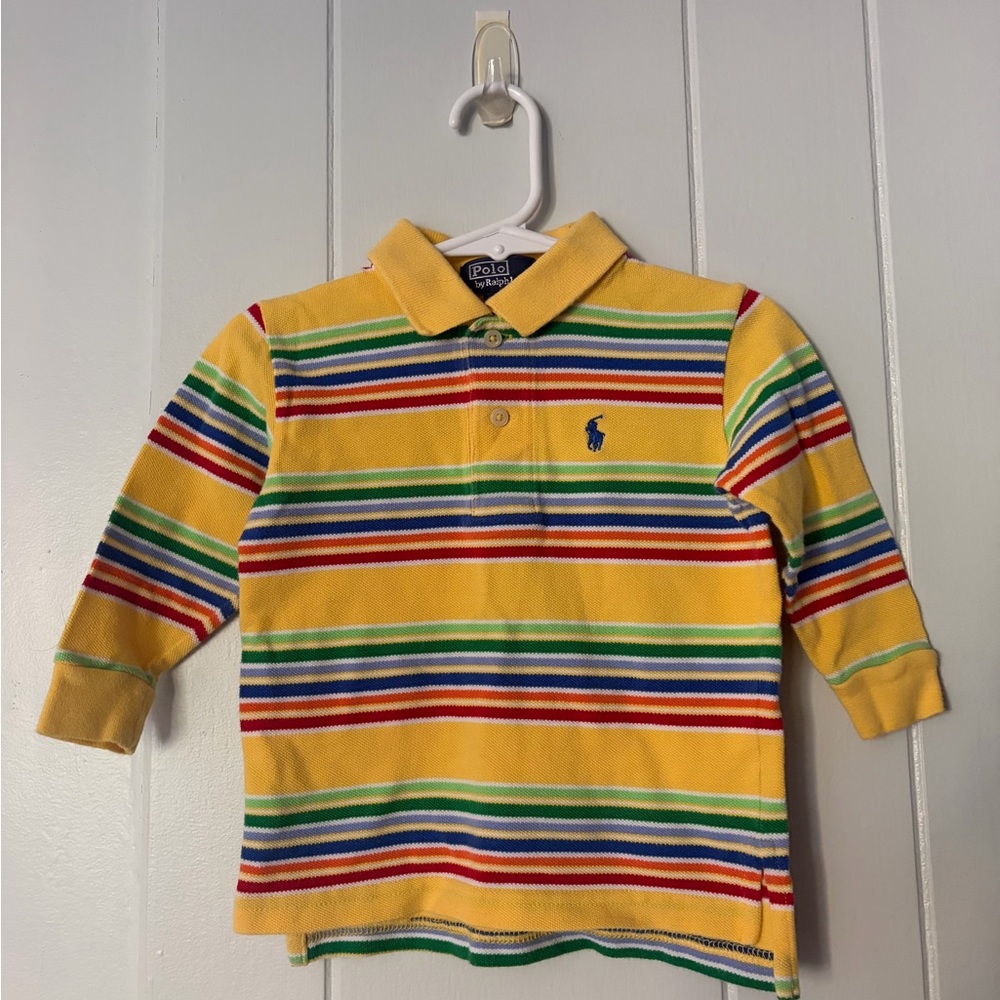 Ralph Lauren Yellow Striped Long-Sleeve Polo